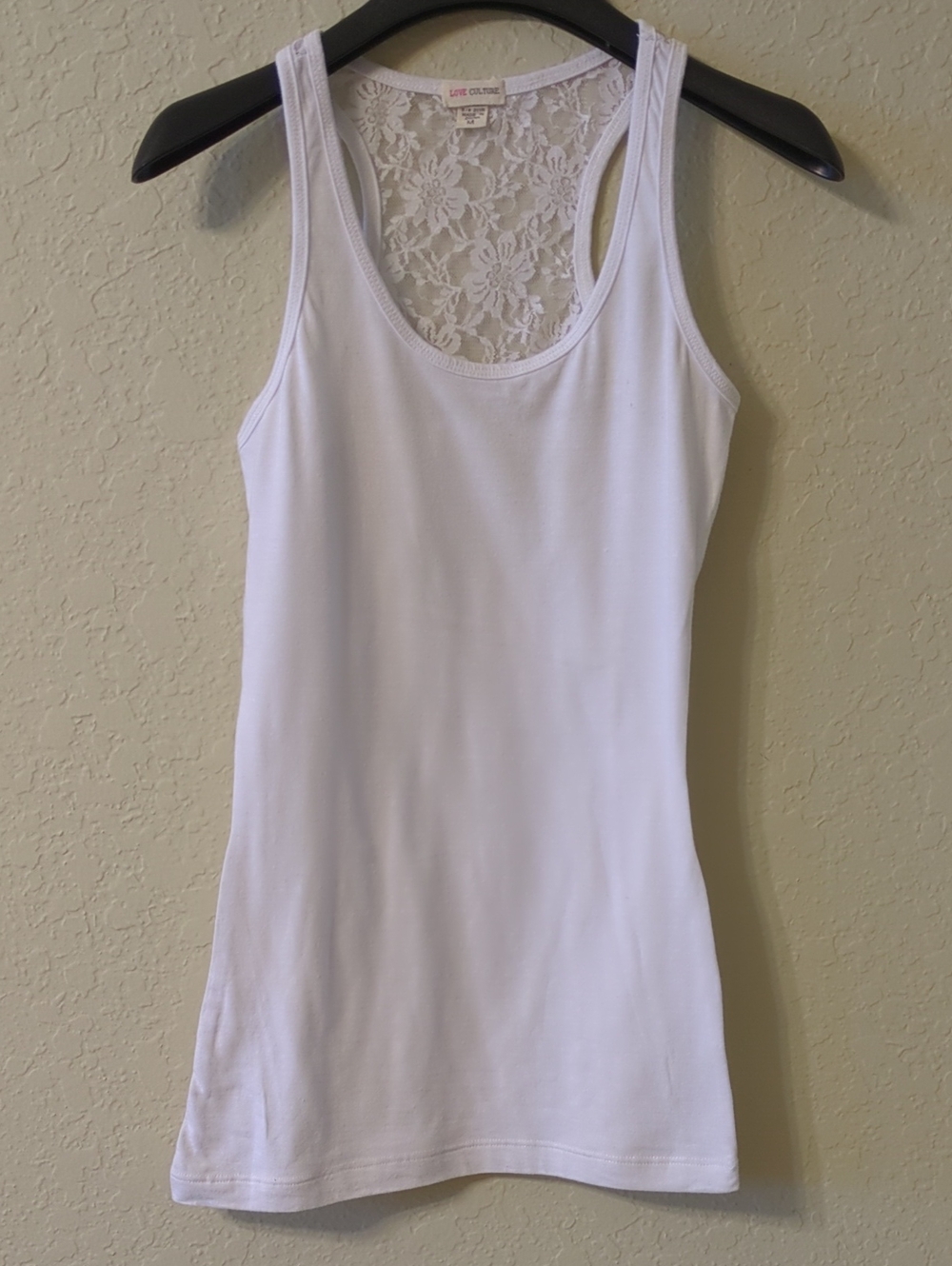 Love Culture White Lace-Back Racer Tank
